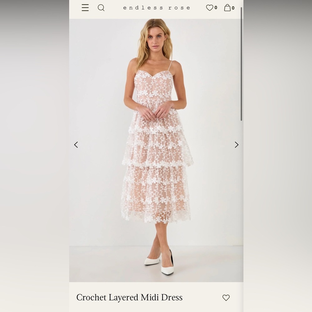 endless rose layered crochet midi dress